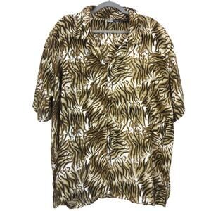 Vintage 90s Leopard Cheetah Animal Print Button Up Top Plus size 3X Summer Boho